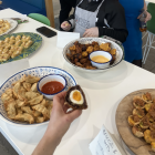 Several dishes served on a table.